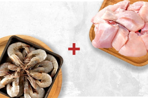 Chicken Curry Cut - Skin off (500gm) + Prawns Medium (500gm)